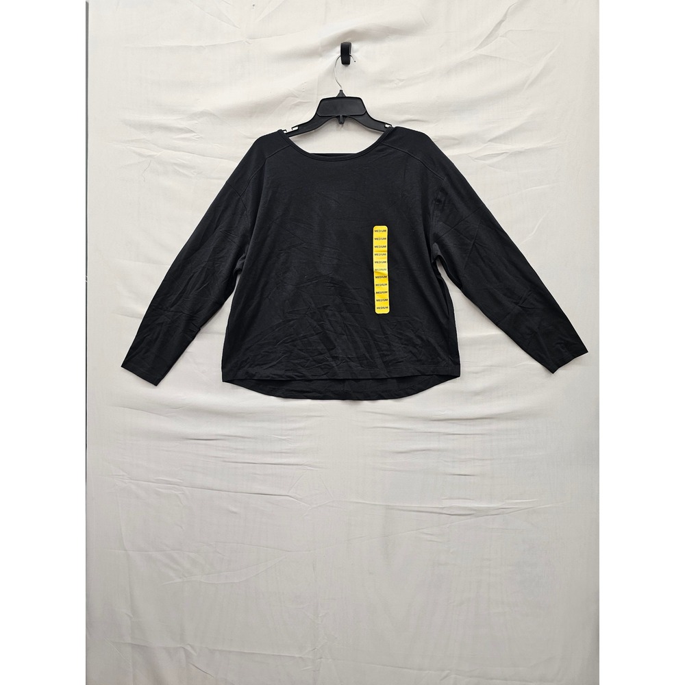 Member's Mark Womens Active Long Sleeve Tee Black Cotton Blend Workout Size M
